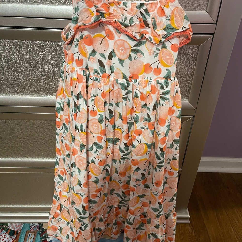 Floral Kids Dress - Orange and White